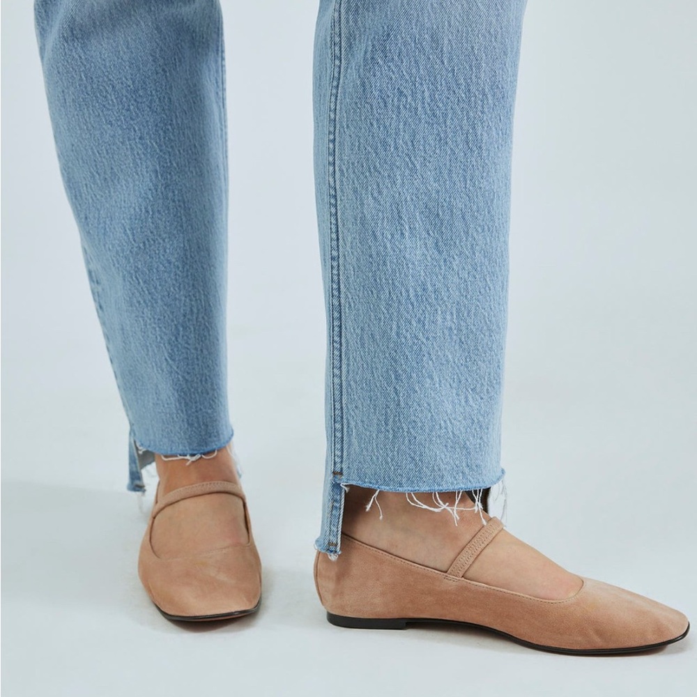 Madewell The Greta Suede Mary Jane Ballet Flats in Warm Sand